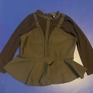 Black half mesh peplum top. Forever 21 Plus Size 0X. Great Condition.